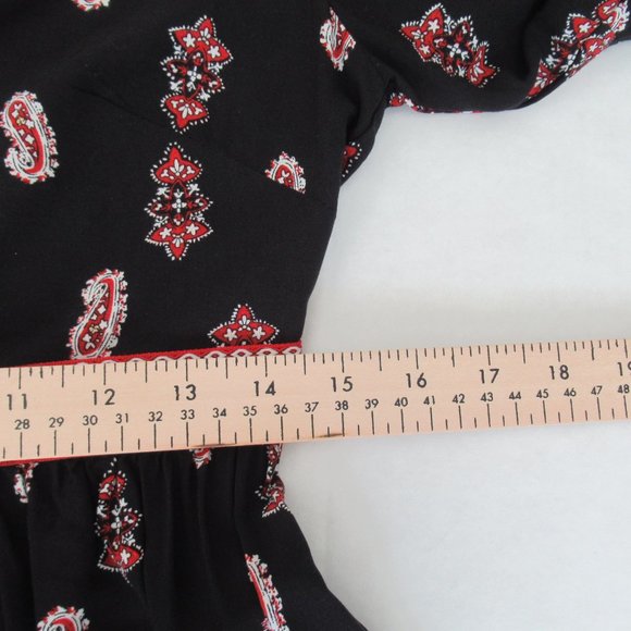 LUNIK Floral Paisley Boho Empire Waist Dress Small Long Sleeve, Black Multicolor - Picture 8 of 15